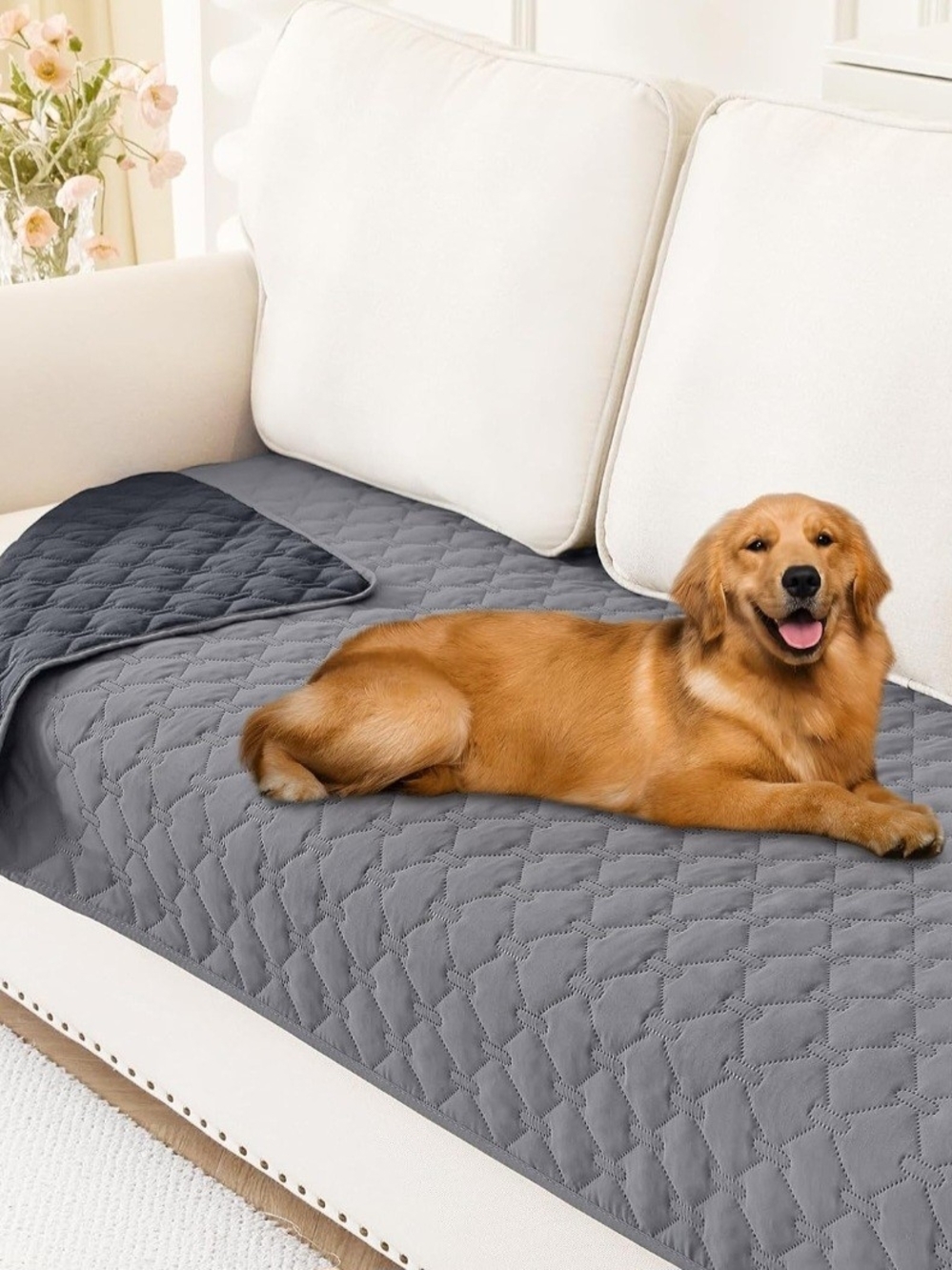 Gray Quilted Dog Sofa Protector - Brand